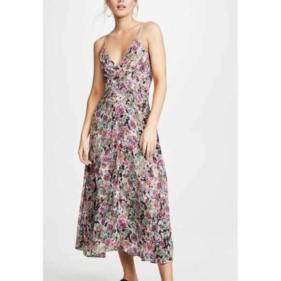 IRO Severn Dress Strappy Floral Printed V Neck Multicolor Size EU 42 - Picture 1 of 11